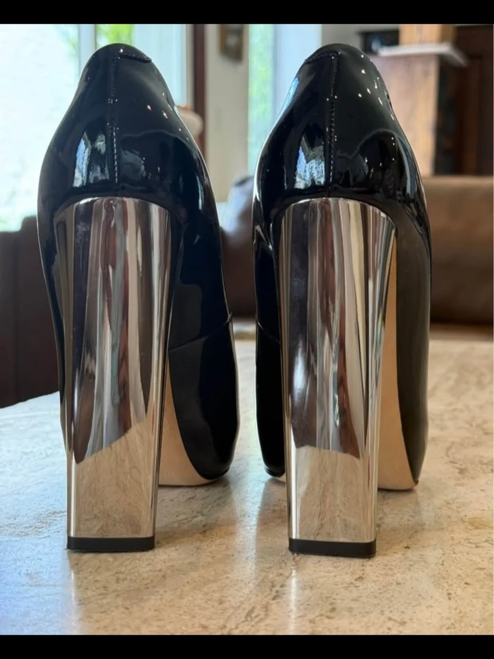 Giuseppe Zanotti Black Patent Peep-Toe Platform Pumps